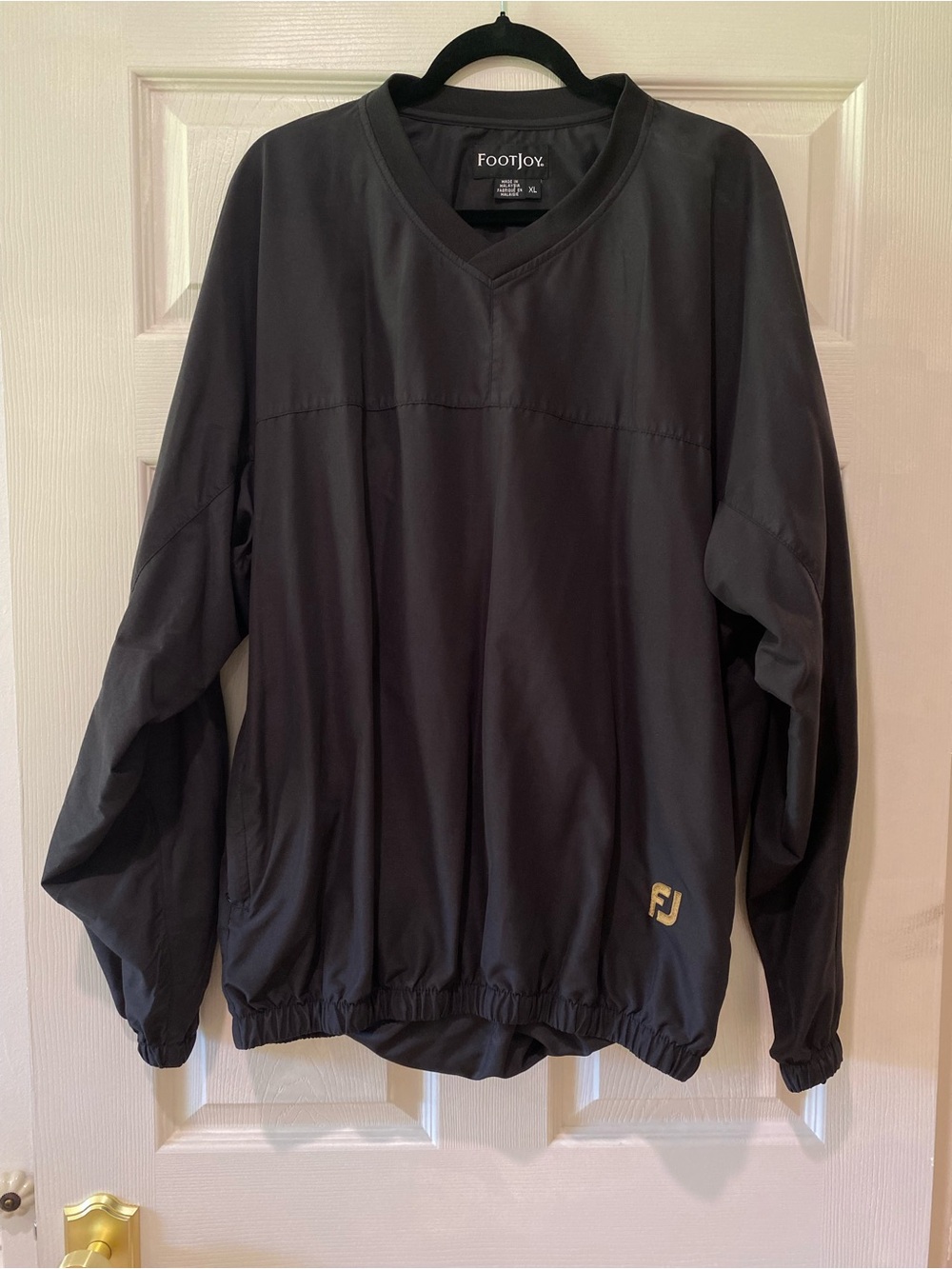 FOOTJOY FJ Black Golf Windbreaker Pullover Long Sleeve V-Neck Men’s Sz XL